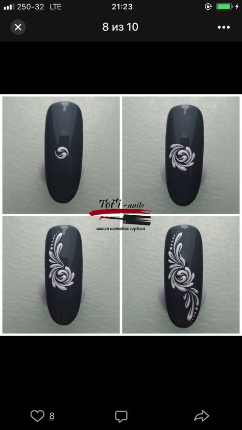 Lace Nail Art Tutorial, Venzelia Nails, Nail Deaigns, Nail Art Noir, Gel Nails Shape, Fruit Nail Designs, Swirl Nail Art, 3d Nail Art Designs, Hard Gel Nails