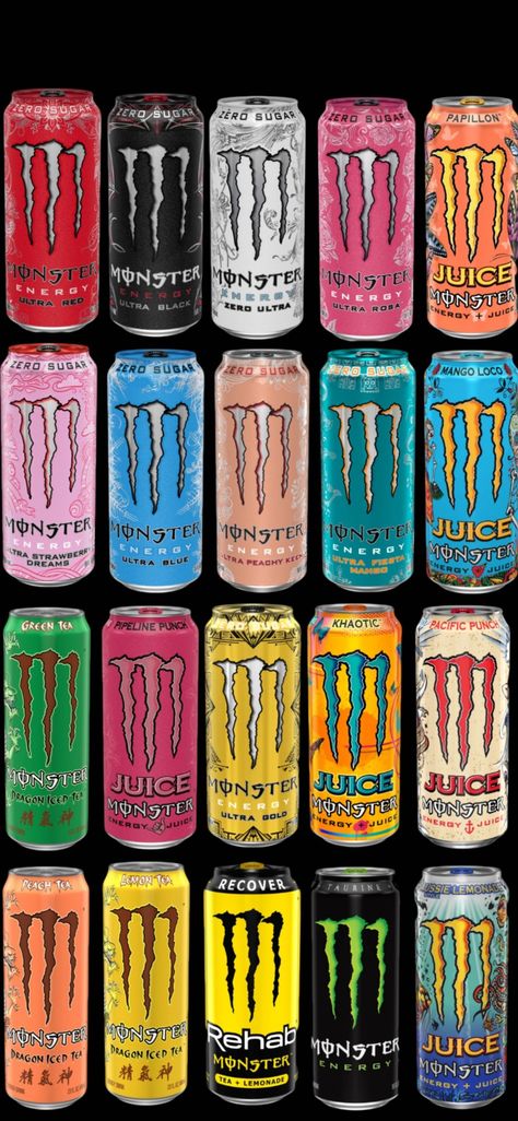 Every Monster Flavor, Monster Energy Checklist, Monster Flavors List, All Monster Energy Drink, Monster Energy Drink Flavors, Monster Drink Flavors, Monster Energy Flavors, Monster Energy Wallpapers, Monster Energy Drink Logo