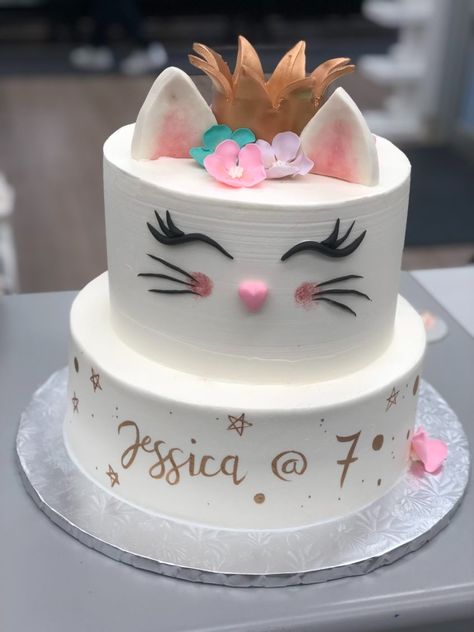 Princess Cat Birthday Cake by Goodies Bakeshop Winnipeg Name On Cake, Cat Birthday Cake, Write Name On Cake, Birthday Cake Write Name, Kitten Birthday Party, Birthday Cake For Cat, Birthday Cake With Name, Birthday Cake Writing, Cat Themed Birthday Party