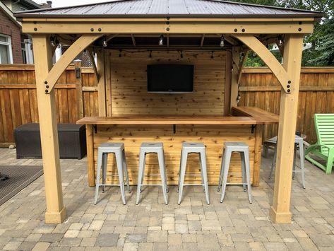 Grill Bar Outdoor Patio, Outdoor Pagola, Gazebo Bar Ideas, Outdoor Patio Bar Ideas, Diy Backyard Bar, Outdoor Bar Ideas Backyards, Backyard Revamp, Grilling Patio, Pool Bar Ideas