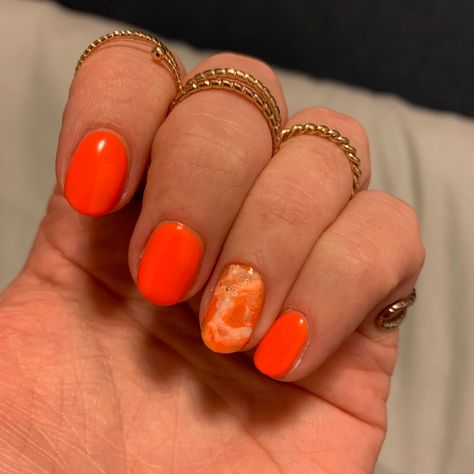 Orange Gel Nails Short, Orange Marble Nails, Nail Art Cute, Nails Marble, Orange Marble, Squoval Nails, Cute Nail, Gel Nail Design, Hard Gel