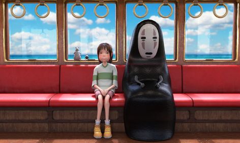 Studio Ghibli Train Wallpaper, Japan Subway, Scenario Ideas, Chihiro And No Face, Ghibli Train Scene, Subway Aesthetic, Studio Ghibli Famous Scenes, Ghibli Movies Scene, Train Scene