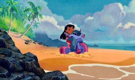 Lilo And Stitch 2002, Girl Cartoon Characters, Lilo Y Stitch, Cute Laptop Wallpaper, Lilo Et Stitch, Star Wars Disney, Disney Wall, Movie Moments, Drawing Studies