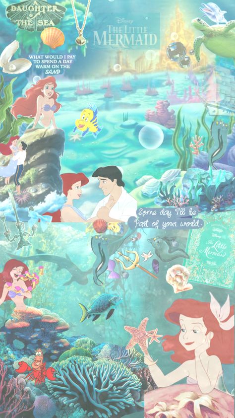 #littlemermaid #disney #blue #beach #wallpaper Blue Aesthetic Disney, Blue Beach Wallpaper, Blue Mermaid Aesthetic, Cute Wallpapers Blue, Ariel Wallpaper, Wallpapers Blue, Ocean Art Painting, Aesthetic Disney, Disney Movies To Watch