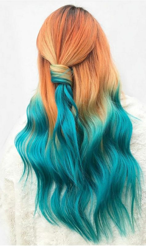 Blue And Orange Hair, Autumn Core, Hair Color Orange, Natural Red Hair, Teal Hair, Dyed Hair Inspiration, Pretty Hair Color, Bright Hair, Face Photography