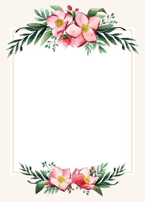 Flowers invitation card template vector | premium image by rawpixel.com / busbus / NingZk V. Flower Invitation Card, Wedding Invitation Background, Floral Invitations Template, Design Invitation, Invitation Background, Wedding Invitation Card Design, Floral Border Design, Invitation Floral, Flower Wedding Invitation