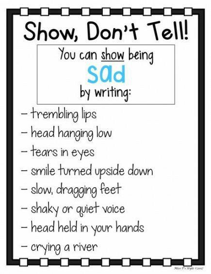 English Anchor Charts, Writing Ideas For Kids, Writing Anchor Chart, Show Don't Tell, Writing Expressions, Writing Inspiration Tips, Writing Plot, How To Teach Kids, Writing Dialogue Prompts