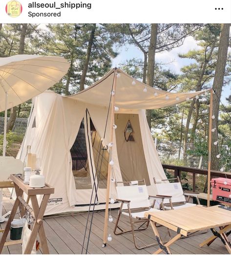 Girly Camping Aesthetic, Cozy Tent, Tents Camping Glamping, Cozy Camping, Camper Trailer For Sale, Tent Living, Road Trip Camping, Comfortable Camping, Camping Set Up