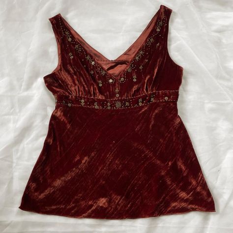 ˚₊ ⋆ Vintage whimsigoth fairy beaded velvet cami... - Depop Velvet Outfit Aesthetic, 70s Whimsigoth Aesthetic, Whimsigoth Tops, Whimsigoth Clothes, Whimsigoth Top, 70s Coat, Vintage Whimsigoth, Velvet Cami Dress, Velvet Cami Top