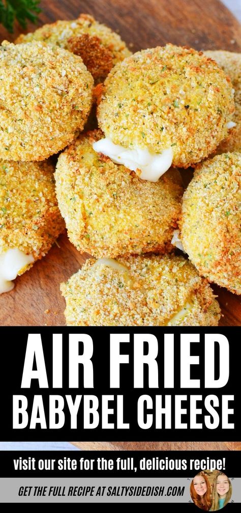 Babybel Cheese Snacks, Air Fried Babybel Cheese, Fried Cheese Rounds, Air Fryer Cheese Recipes, Air Fryer Babybel Cheese, Air Fryer Cheese Bites, Fried Babybel Cheese, Air Fried Cheese Sticks, Recipes With Babybel Cheese