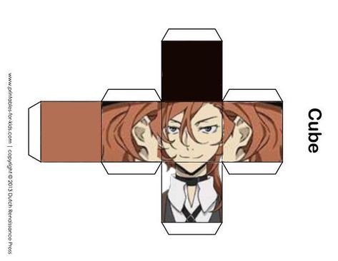 Bsd Paper Cube, Bsd Cubecraft, Bsd Printables, Bungo Stray Dogs Papercraft, Chuuya Papercraft, Dazai Papercraft, Bsd Crafts, Bsd Papercraft, Papercraft Templates Printables