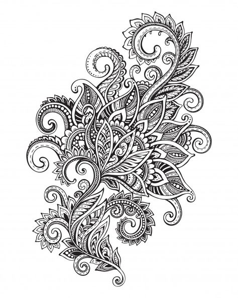 Hand drawn ornate flower pattern in zent... | Premium Vector #Freepik #vector #abstract #leaf #doodle #branch Zentangle Flowers, Henna Drawings, Tattoo Mandala, Celtic Tattoo, Zentangle Artwork, Zen Doodle Art, Mandala Design Pattern, Tangle Patterns, Zentangle Drawings