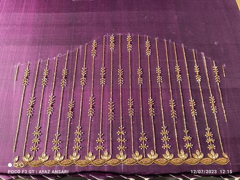 Simple Beats Work Blouse Design, Sleeve Beads Work, Aari Blouses, Hair Pins Diy, Magam Work Designs, Dress Designs For Stitching, Gold Jewelry Prom, Hand Work Design, Simple Hand Embroidery Patterns