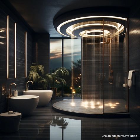 Bathroom Ceiling Design Modern, Switzerland Mansion, Jacuzzi Bathroom Luxury, Modern Big Bathroom, Modern Mansion Bathroom, Luxury Washroom Design, Dream Bathroom Luxury, Luxury Sauna, Big Safe