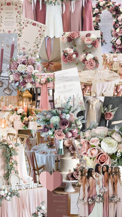 Muave Aesthetic Wedding, Blush And Mauve Wedding, Pink Wedding Decorations, Aesthetic Wedding, Pink Wedding, Dusty Pink, Wedding Decorations, Wedding Ideas, Pink