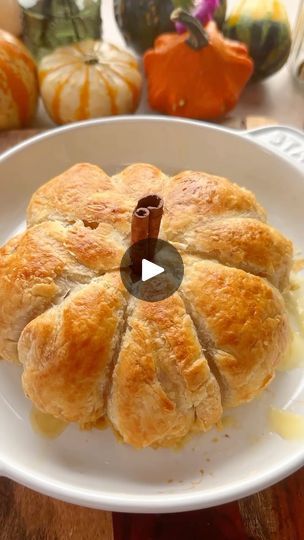 29K views · 566 reactions | Im not one for cutesy things but this easy pumpkin butter baked brie is so good and so easy!! All you need is pumpkin butter (or apple butter) a wheel of brie, a sheet of puff pastry, a little egg wash and a tiny bit of creative patience. Layer, wrap and bake at 400 for 20ish minutes and you’re golden! | Laura in the Kitchen | Ella Fitzgerald · Cheek To Cheek Meatless Appetizers, Baked Brie In Puff Pastry, Brie In Puff Pastry, Thanksgiving Food Crafts, Cheese And Cracker Tray, Laura In The Kitchen, Brie Puff Pastry, Healthy Dip, Holiday Iphone Wallpaper