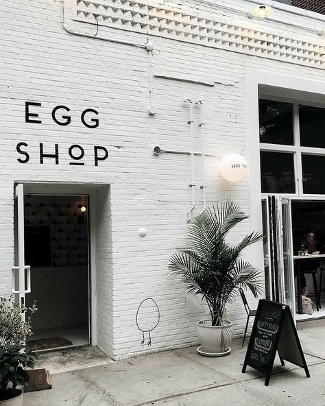 Brooklyn Cafe, Cafe Photo, Egg Shop, Storefront Design, Shop Sign, Shop Fronts, Coffee Shop Design, Shop Front Design, White Brick