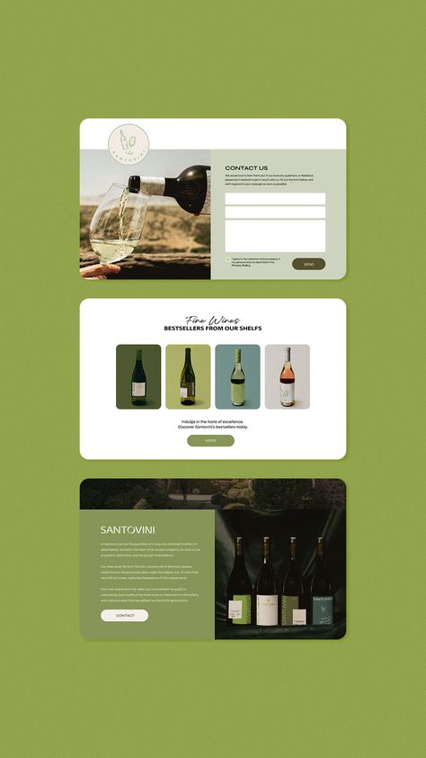 Landing page design for the brand Santovini Winery #briefandbloom #santovinibrief #landingpagedesign #webdesigninspo #winerywebsite #websitedesign #onlinedesigninspo #landingpagedesigninspiration webdesign | landing page | winery | wine | designer inspiration Winery Social Media, Wine Website Design, Winery Branding, Wine Branding Design, Wine Website, Winery Design, Wine App, Food Website Design, Bar Website