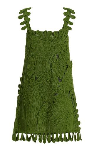 Women's Oscar De La Renta Spring Summer 2024 Collection | Moda Operandi Knitting Room, Crochet Top Dress, Crochet Top Outfit, Knitting Paterns, Handmade Knitwear, Crochet Shop, Green Cactus, Freeform Crochet, Johanna Ortiz