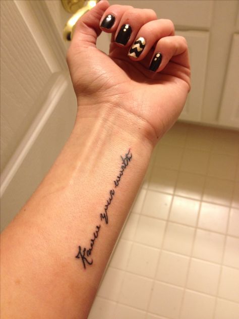 Know your worth. Wrist tattoo Vertical Wrist Tattoo Words, Tattoo Placement For Writing, I Know My Worth Tattoo, Hand Writing Tattoo Placement, Vertical Wrist Tattoo, Quote Wrist Tattoo, Small Quote Tattoo Placement, Know Your Worth Tattoo For Women, Wrist Tattoo Writing