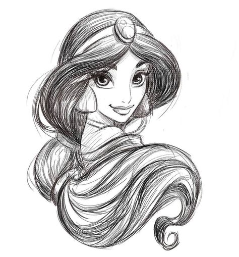 Jasmine Sketch - Dorota Parasol Jasmine Sketch, Jasmine Drawing, Princess Sketches, Jasmine Princess, Disney Illustration, Cartoon Drawings Disney, Disney Drawings Sketches, Cartoon Drawings Of Animals, Karakter Disney