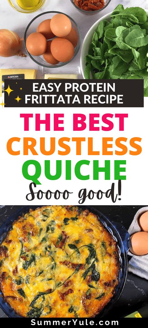 Is high protein quiche keto friendly? This low calorie high protein frittata definitely is! Choosing this keto crustless quiche recipe eliminates the refined grains and (most) added oils typical of quiche egg dishes. This move cuts calories and carbs, making this a protein-powered breakfast that supports weight loss goals. Make this frittata the night before, and you'll have a convenient, healthy breakfast ready for the whole family in the morning. #healthyrecipes Keto Frittata Recipes Breakfast, High Protein Frittata, Keto Quiche Crustless, Low Calorie Quiche, Protein Frittata, High Protein Quiche, Protein Quiche, Keto Quiche Recipes, Crustless Quiche Recipes