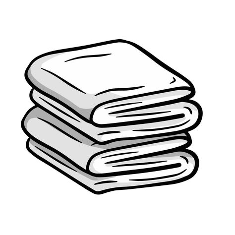 Folded towel or cloth. Packed neat clothes. Stack of fabric. Line drawing. Isolated cartoon black and white illustration. Folding Clothes Drawing, Fold Clothes Drawing, Folded Clothes Drawing, Clothes Fold Drawing, Towel Illustration, Towel Drawing, Clip Drawing, File Drawing, Cartoon Black And White