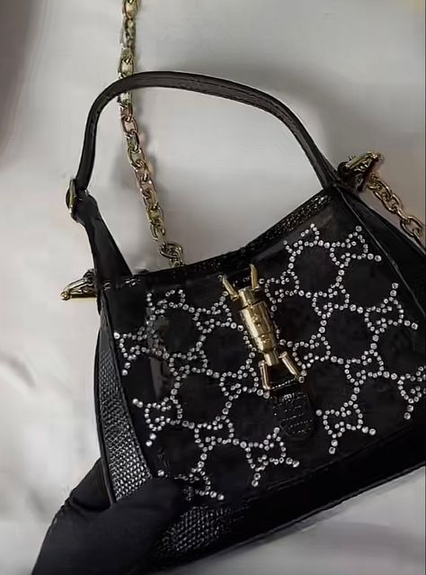 Gucci Jackie 1961 Mini, Gucci Jackie 1961, Dream Bags, Black Crystals, Gucci Jackie Bag, Shopping List, Mood Board, Sparkle, Gucci