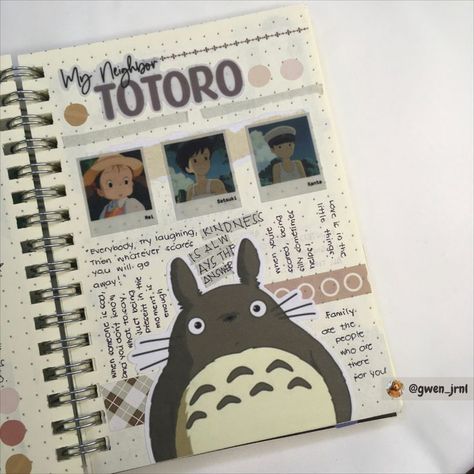 #animejournal My Neighbor Totoro Journal, Totoro Journal, Day Journal, Neighbor Totoro, Anime Journal, Journal Sketchbook, Best Anime Couples, Journal Spreads, Book Writing Tips