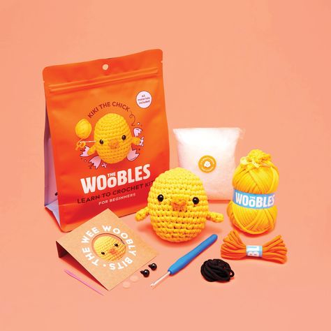 Learn to crochet and create cute characters with The Woobles Beginner Crochet Amigurumi Kits. These kits are perfect for beginners and come pre-started to ease you into the crocheting process. They also include step-by-step video instructions  give you access to unlimited assistance over email and text  and every kit works for right- and left-handed crafters. The yarn is made from 75% cotton and 25% nylon. Suitable for ages 12 and up. - The Woobles Beginner Crochet Amigurumi Kit - Chick Chick Crochet, Ergonomic Crochet Hook, Beginner Crochet, Stitch Crochet, Crochet Kit, 50th Gifts, Crochet Hook, Tapestry Needle, Learn To Crochet