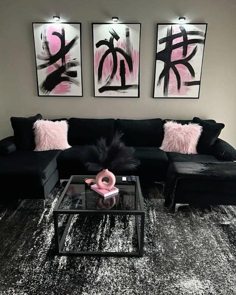 Pink Apartment Decor, Girly Living Room, Girl Apartment Decor, Black Living Room Decor, Modern Apartment Living Room, Apartment Decorating Living, Girly Apartments, Girly Apartment Decor, First Apartment Decorating