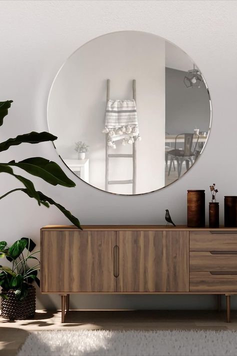 * MirrorOutlet Large Bevelled Frameless All Glass Venetian Round Circular Wall mounted mirror *Diameter of 3ft3 100cm and we are proud to offer this mirror as a part of our new Venetian range *Please Use Heavy Duty Fixings. * Create a Modern Statement for your Lounge, Dining room, Bedroom or Kitchen. With a triple silver outline and bevelled glass this mirror truly will bring any room alive *Explore MirrorOutlet Full Range of Venetian and Classical Full Length Leaner and Wall mounted mirrors Beveled Edge Mirror, Chic Bathrooms, Round Wall Mirror, Beveled Mirror, Round Mirror, Modern Round, Contemporary Living Room, Beveled Glass, Contemporary Living