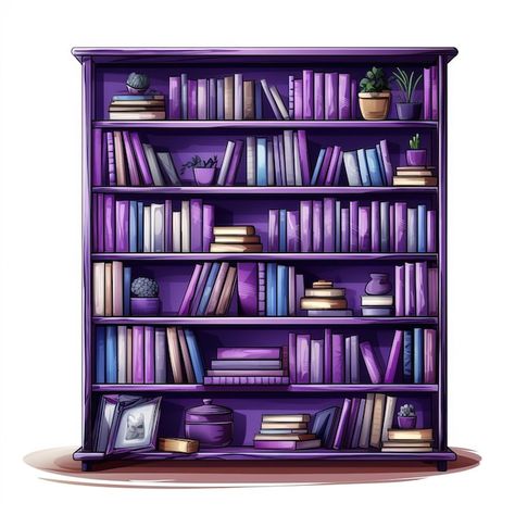 Color Bookshelf, Purple Color, Premium Vector, Bookshelves, Graphic Resources, White Background, How To Draw Hands, Purple, White