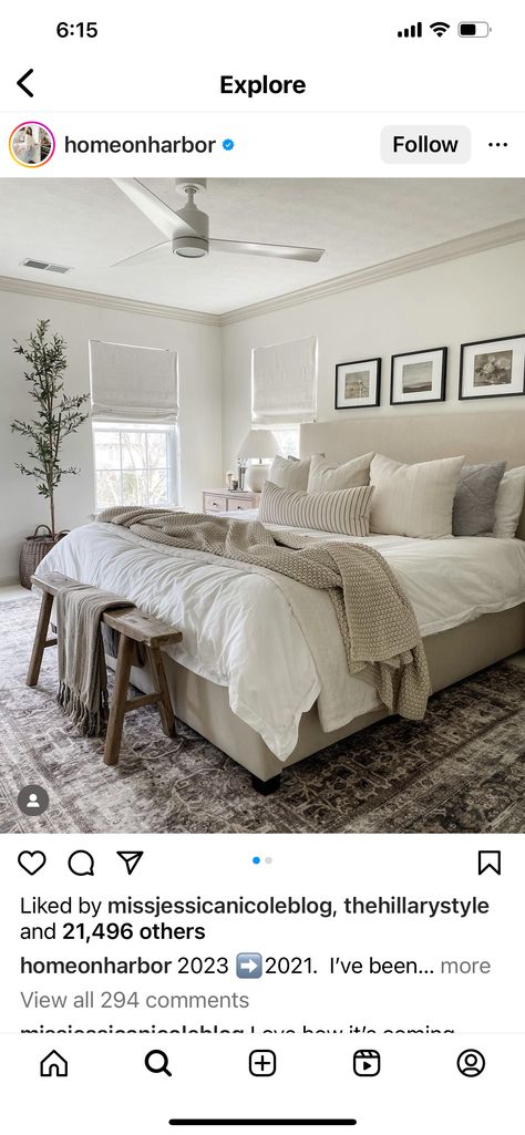 Magnolia Homes Joanna Gaines Master Bedrooms, Country Chic Master Bed, Accent Rug Over Carpet Bedroom, Hall Bathroom Update, Gray Scheme Bedroom, Master Bedrooms Decor Small Space, Bedroom Decor With Sitting Area, Grey And Creme Bedroom, Magnolia Homes Joanna Gaines Bedroom