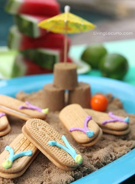 Flip Flop Cookie, Pool Party Food, Fiesta Tropical, Summer Pool Party, Beach Birthday, Hawaiian Party, Summer Pool, Bbq Party, Luau Party