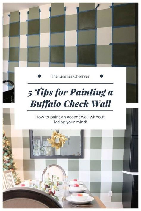 Buffalo Check Wall, Tips For Painting, Accent Wall Paint, Accent Walls In Living Room, Accent Wall Bedroom, Wallpaper Accent Wall, Modern Wallpaper, Buffalo Check, New Wall