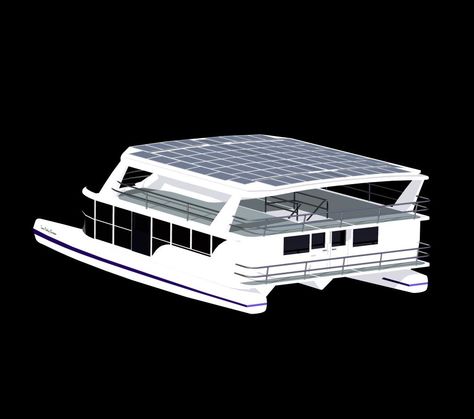 Shuttleworth Design - 60FT ELECTRIC SOLAR POWER CATAMARAN Solar Yacht, Rv Solar Power, Floating Boat, Catamaran Yacht, Power Catamaran, Rv Solar, Electric Boat, Solar Electric, Solar House