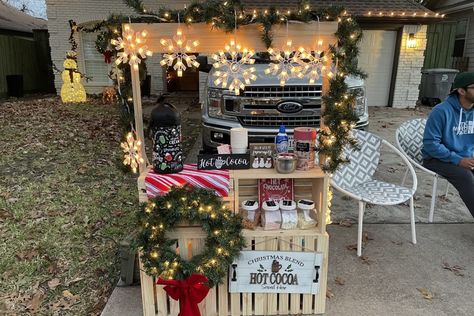 Neighborhood hot cocoa stand returns to East Dallas - Lakewood/East Dallas Outdoor Hot Cocoa Station, Hot Cocoa Stand Diy, Diy Hot Cocoa Stand, Hot Chocolate Stand, Cocoa Stand, Hot Cocoa Stand, Polar Express Party, Winter Wonderland Birthday Party, Cocoa Party