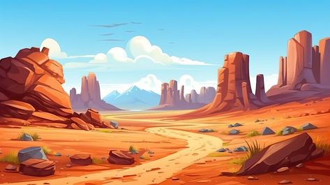 Desert Illustration Art, Desert Cartoon, Desert Crafts, Dune Desert, Desert Illustration, Rock Cliff, Desert Background, Desert Road, Graphic Shapes Design