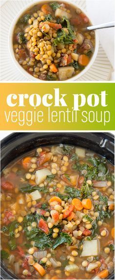 Crock Pot Vegetable Lentil Soup Recipe - This warm and comforting veggie lentil soup is vegan, delicious, and so easy to prepare using your slow cooker. This is a fantastic plant-based meal that will warm your belly and leave you feeling satisfied. Veggie Lentil Soup, Vegetable Lentil Soup, Slow Cooker Lentil Soup, Crock Pot Vegetables, Slow Cooker Lentils, Lentil Soup Recipe, Vegan Lentil Soup, Lentil Soup Recipes, Lentil Recipes