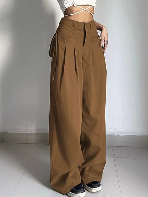 Y2k Trousers, Streetwear Korean, Grey Cargo Pants, Straight Clothes, Baggy Pants, Loose Outfit, Vintage Pants, Pantalon Large, Cargo Pants Women