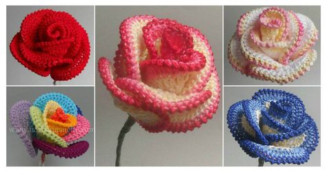 Today we are going to show you – how to Crochet Pretty Roses. Crochet Pretty Roses will be a great gift for every woman on birthday. Crochet Puff Flower, Crochet Rose Pattern, Confection Au Crochet, Crochet Flowers Free Pattern, Crocheted Flowers, Crochet Simple, Pretty Roses, Crochet Rose, Crochet Flower Patterns