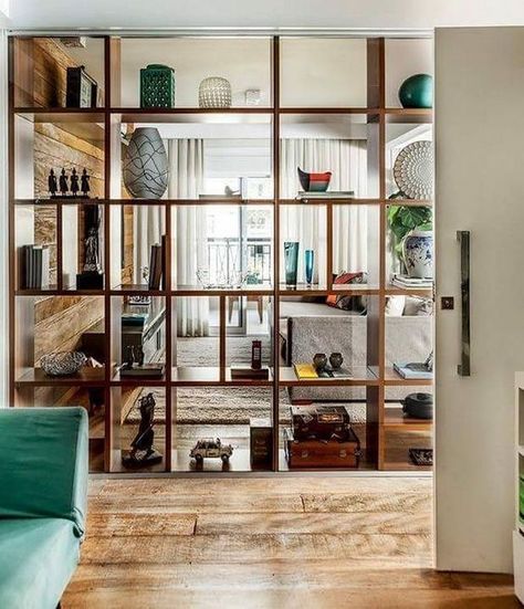 11 Fantastic Room Divider Ideas For Your Home • One Brick At A Time Dividing Rooms, Open Kitchens, Bookshelf Room Divider, Room Divider Shelves, Modern Room Divider, Living Room Divider, Living Room Partition, Living Room Partition Design, Room Partition Designs