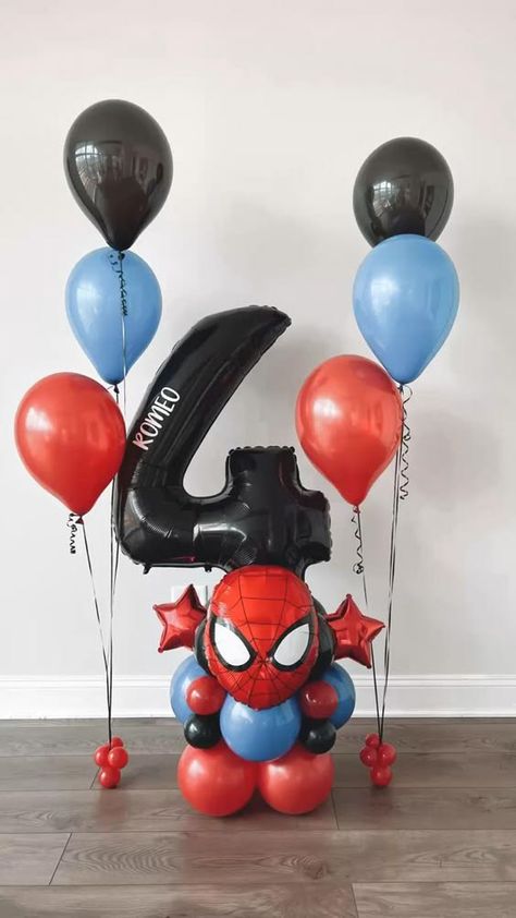 Spiderman Balloon Bouquet, Spidey Photoshoot, Superhero Birthday Party Decorations, Spiderman Balloon, Spidey Birthday, Spiderman Birthday Party Decorations, Kids Party Inspiration, Spider Man Birthday, Spiderman Birthday Party