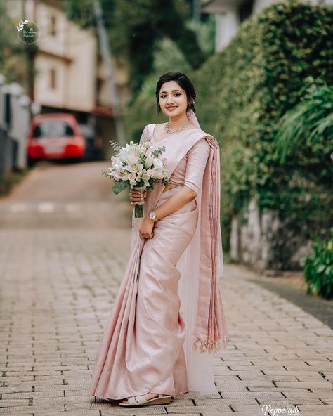 Christian Wedding Saree, Pastel Sarees, Christian Wedding Dress, Christian Bridal Saree, Family Dress, Engagement Saree, Christian Bride, Bride Costume, Wedding Ready