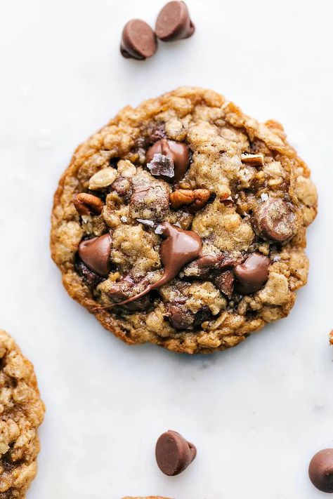 Oatmeal Pecan Cookies - Chelsea's Messy Apron Oatmeal Pecan Chocolate Chip Cookies, Oatmeal Pecan Cookies, Pecan Chocolate Chip Cookies, Pecan Chocolate, Truffle Cookies, Chocolate Chip Pecan Cookies, Cookie Crisp, Oatmeal Chocolate Chip, Pecan Cookies