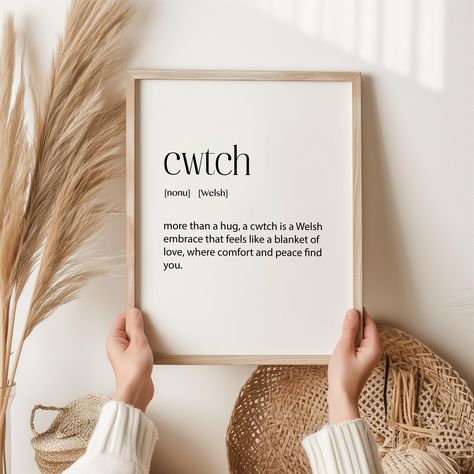 Cwtch Definition Print | Warm Welsh Word Art for Comfort, Love | Perfect Gift for Home, Family, & Friends, Wales Christmas Gift - Birthday Welsh Culture, Welsh Words, Feeling Loved, Unique Wall Art, Definition Prints, Word Art, Family Friends, Halloween Shopping, Thoughtful Gifts