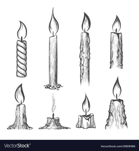 Candle Sketch, Candle Tattoo Design, Candle Vector, Candle Illustration, Candle Drawing, Candle Tattoo, Candle Burning, Burning Candles, Candle Art