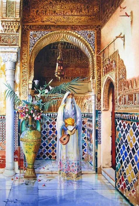 Art Marocain, Princess Painting, Images D'art, Arabian Art, Moroccan Art, Historical Painting, Islamic Paintings, Turkish Art, Arabic Art