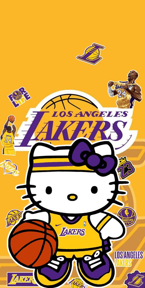 Lakers Wallpaper, Cool Basketball Wallpapers, Basketball Wallpapers, Basketball Background, Images Hello Kitty, I Love Basketball, Cocoppa Wallpaper, Hello Kitty Aesthetic, Kitty Drawing